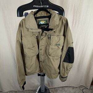 Hodgman Hunting/Fishing Jacket Hooded Mens Size XL Khaki/Black Style 3961